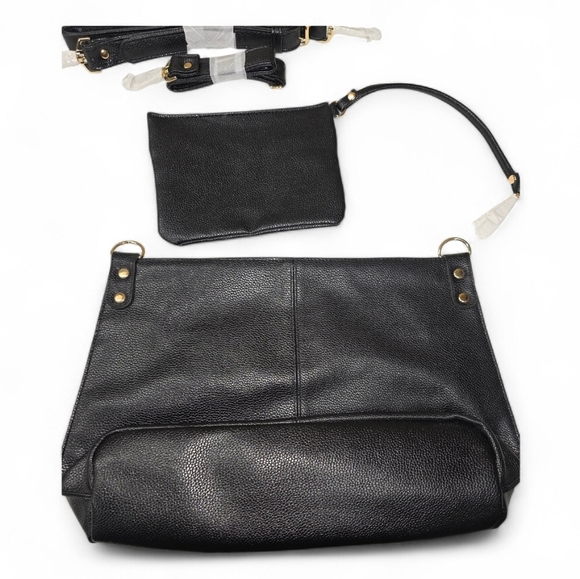 Bella Russo Pebbled Vegan Leather Shoulder Bag Set NWT Gold Hardware Clutch - Picture 2 of 7